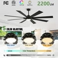 thumbnail image 2 of 72 inch Outdoor Ceiling Fans for Patios, 8 Blades Modern Black Large Airflow Industrial Ceiling Fan, 2 of 7