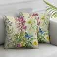 thumbnail image 3 of nygtbtfer Spring Floral Throw Pillow  Set of 2Garden Flower Butterfly Decorative Pillows Case Polyester Linen Cushion Covers for Couch Sofa Garden Patio Decor 20x20in, 3 of 7