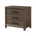 thumbnail image 4 of Wyn 27 Inch Nightstand- 3 Drawers- Nickel Handles- Brushed Walnut Brown, 4 of 6