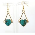 thumbnail image 4 of Blue Multicolored Sea Sediment Jasper Heart Gold Earrings BMSSJGE2, 4 of 8