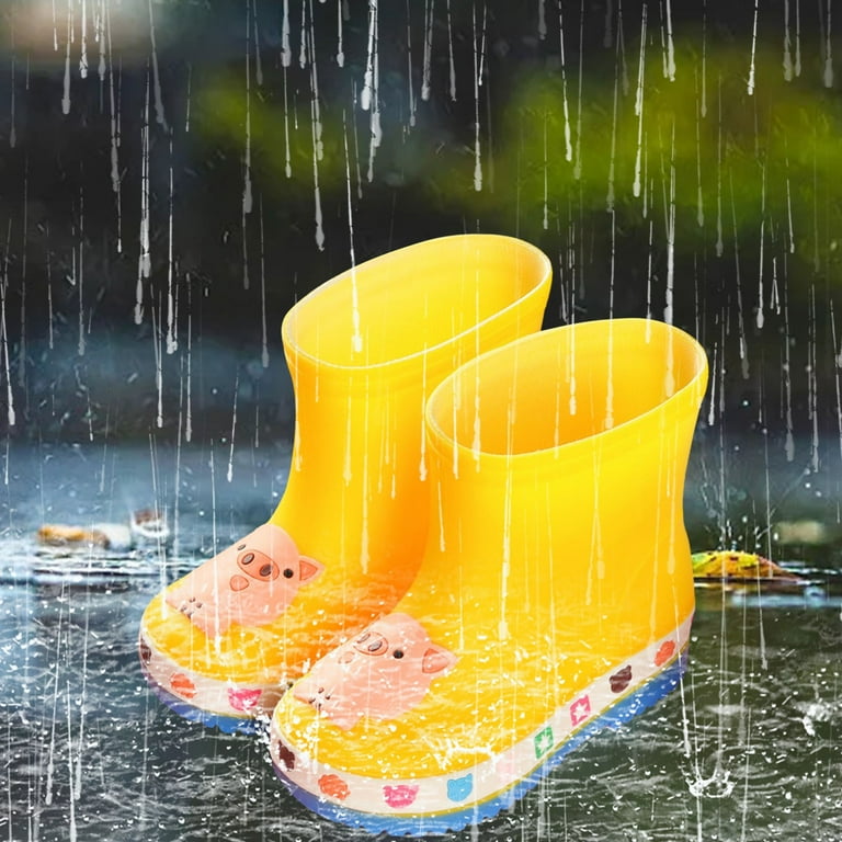 Caqnni Kid's Rain Boots for Girls Boys Seamless Waterproof Rubber