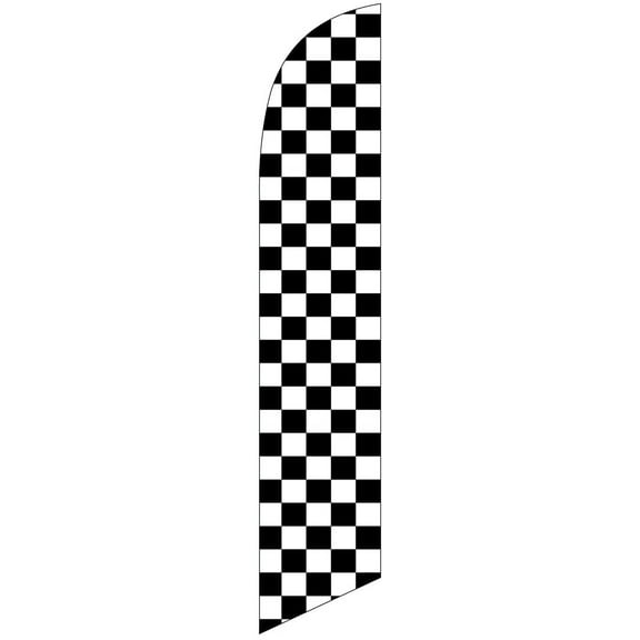 Black and White Checkered Feather Banner Swooper Flag - NO WIND REQUIRED - Replacement FLAG ONLY