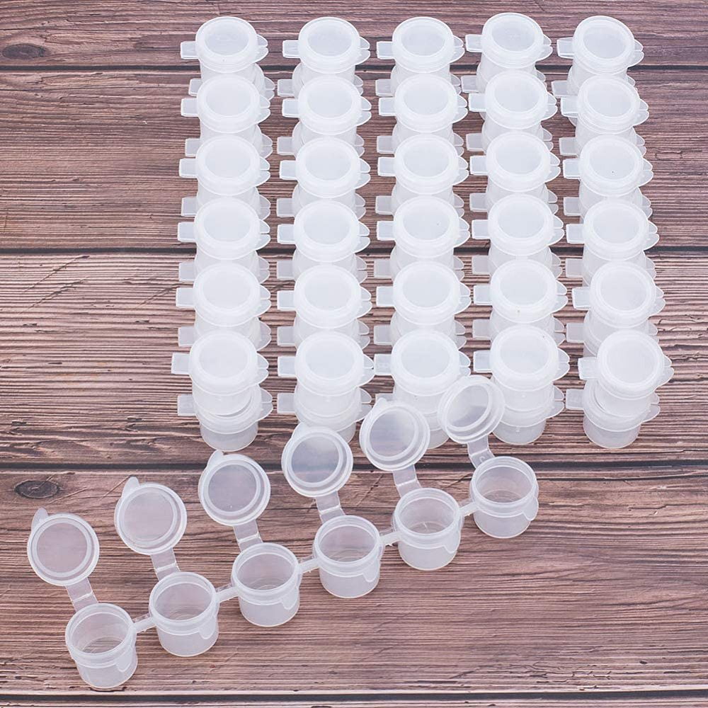 Plastic Paint Pots Strips 5ml 6 Pots Mini Empty Paint Cups with Lids for Arts Crafts Watercolor Pigment Clear 17.2x3.3x2.15cm for DIY