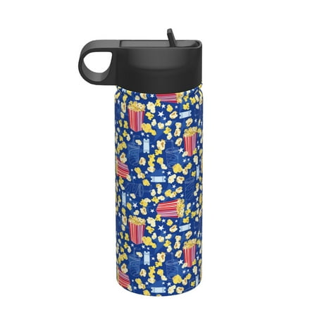 

Adobk Cute Popcorn Print Water Bottle 18oz Sports Insulated Kettle for Cycling Gym Basketball Outdoor Suitable as a Present