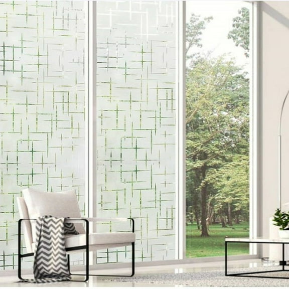 HAORUN Privacy Frosted Static Cling Window Film Cross Pattern Opaque Translucidus Bathroom Glass Sticker Vinyl Home Decor