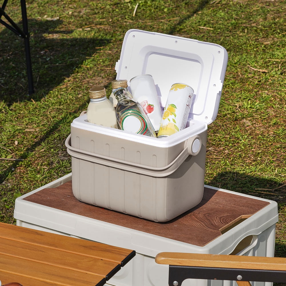 6L Camping Cooler Box Insulated Ice Chest Outdoor Hard Cooler Sport Supplies (Milk Coffee)