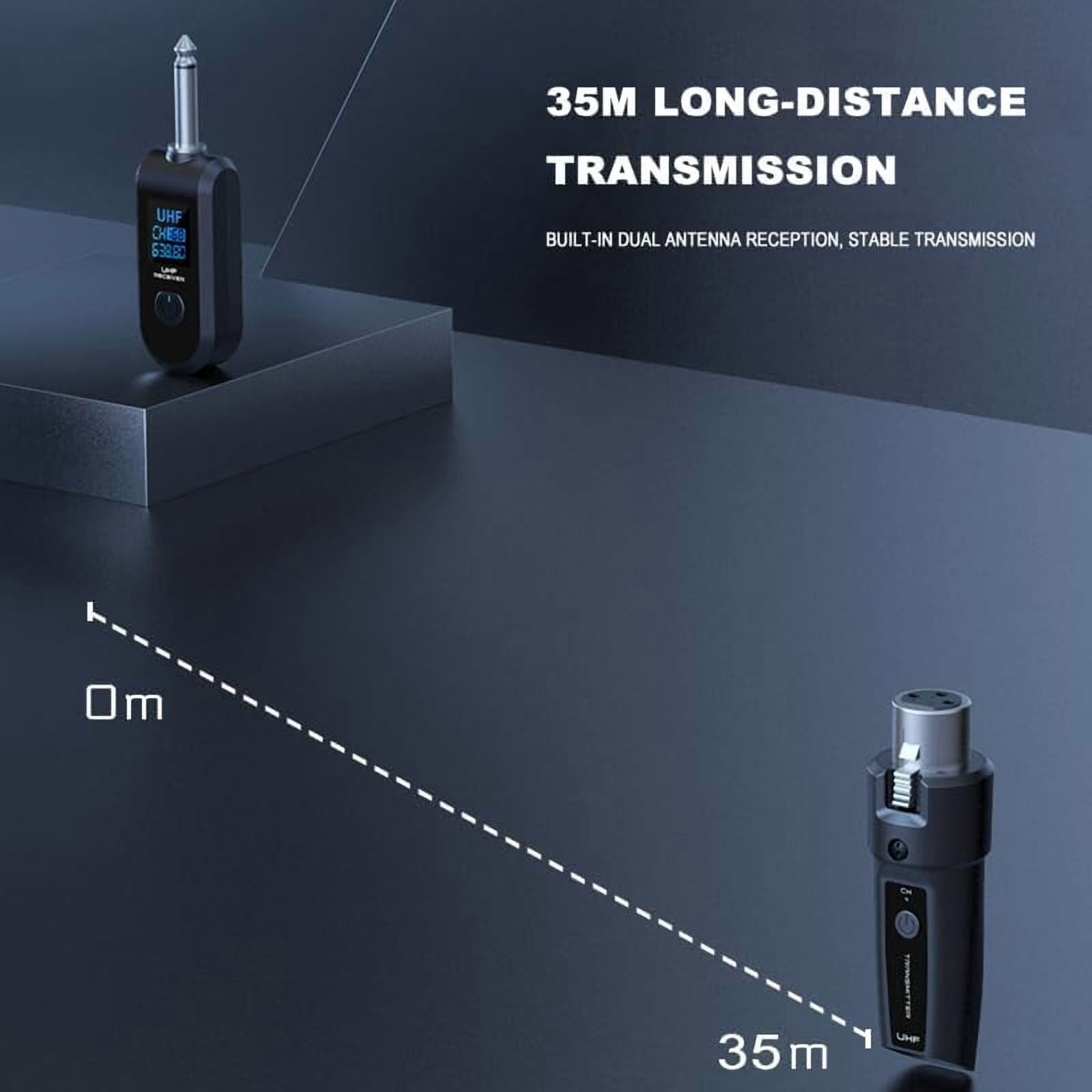 Wireless Microphone Transmitter Receiver 2.4Ghz, XLR Microphone Wireless System, Rechargeable Wireless Mic Adapter for Audio Mixer, Dynamic Mic, Electric Guitar Bass(1 receive + 1 transmit)
