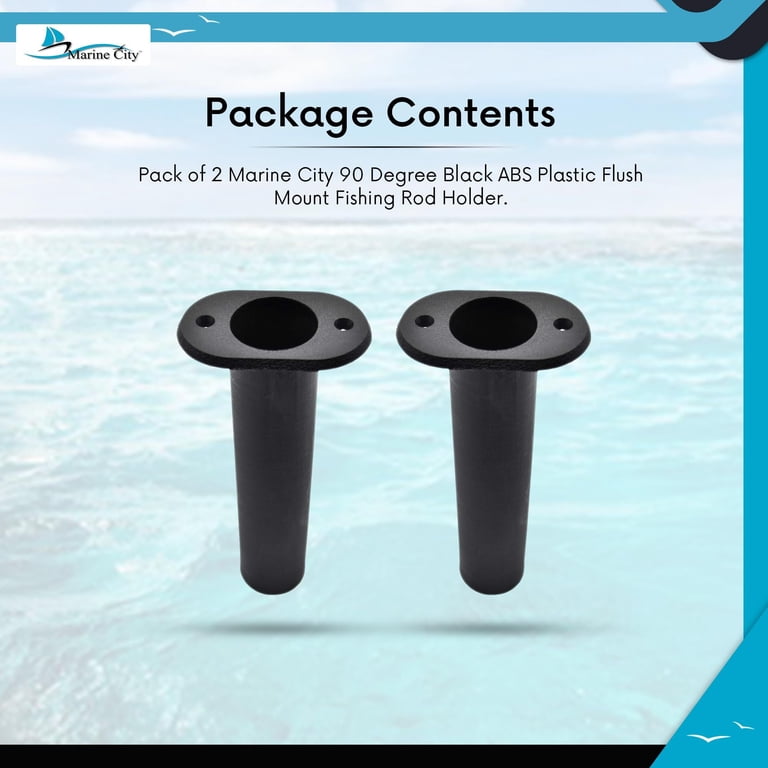 Marine City 90 Degree Black Plastic Flush Mount Fishing Rod Holder (2 Pcs)