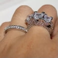 thumbnail image 5 of HOOUN 2pcs/set 925 Silver Rings Women Couple Engagement Wedding Cubic Zirconia Jewelry-01#-6, 5 of 8