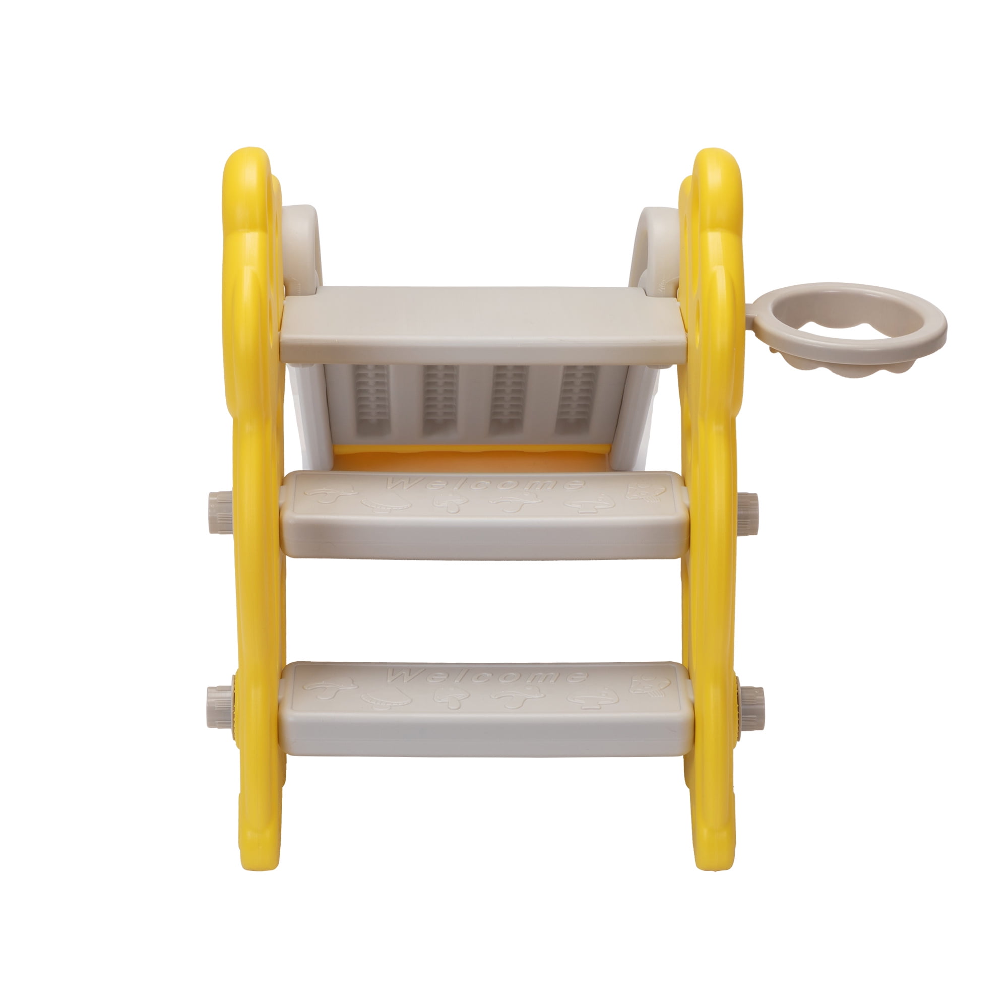Kadyne 3 in 1 Toddler Slide Kids Slide, 42.9" Frogs Play Slide for Outdoor and Indoor, Play Slide with Basketball Hoop, Ball and Ladder, Yellow+Gray Kadyne 3 in 1 Toddler Slide Kids Slide, 42.9" Frogs Play Slide for Outdoor and Indoor, Play Slide with Basketball Hoop, Ball and Ladder, Yellow+Gray