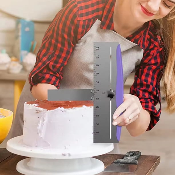 Raspador de pasteles ajustable de acero inoxidable | Herramienta para glaseado y crema | Espátula de cocina con mango de plástico para decorar pasteles de mousse, queso y crema