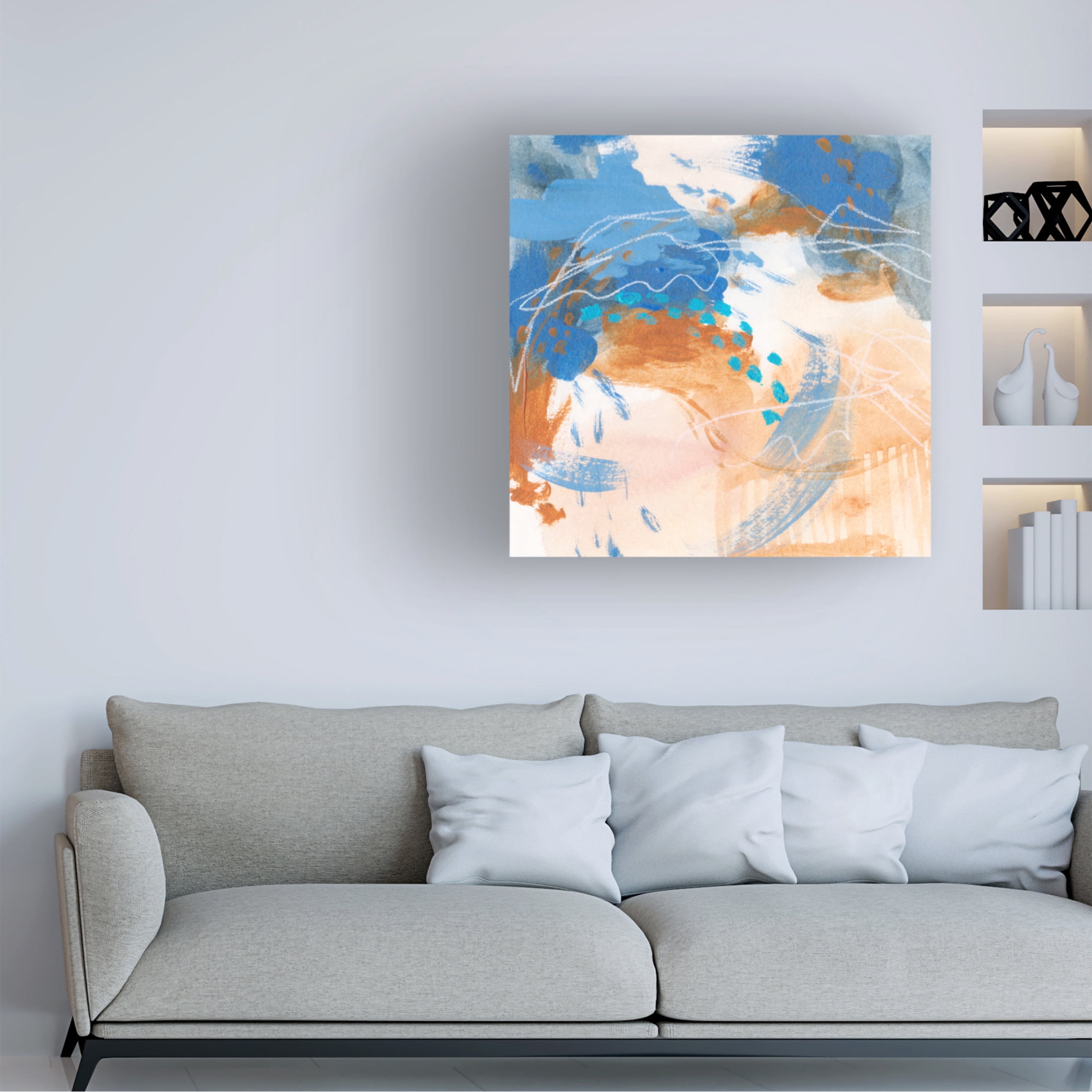 Canvas Wall Art - Melissa Wang 'Blu Hurricane III' Wall Art for Living Room, Bedroom, or Office Décor by Trademark Fine Art - 24 x 24 Inches