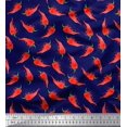 thumbnail image 1 of Soimoi Blue Rayon Fabric Chilli Vegetable Print Sewing Fabric Yard 58 Inch Wide, 1 of 2