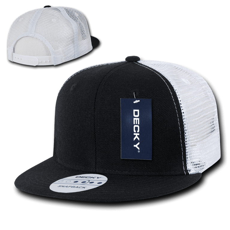 DECKY Flat Bill Baseball Trucker Constructed Snapback Caps Cap Hats Hat For  Men Women Black/White