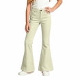 thumbnail image 6 of Likimi Child Kids Girls Flared Pants With Pocket Elastic Waistband Solid Color Slim Fit Fashionable Soft Trousers Light Yellow Size 11-12 Years, 6 of 6
