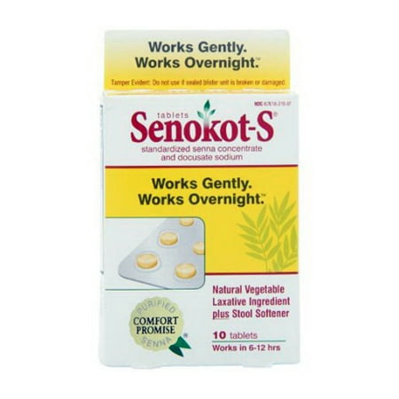 Senokot-S Natural Vegetable Laxative Plus Stool Softener, 10