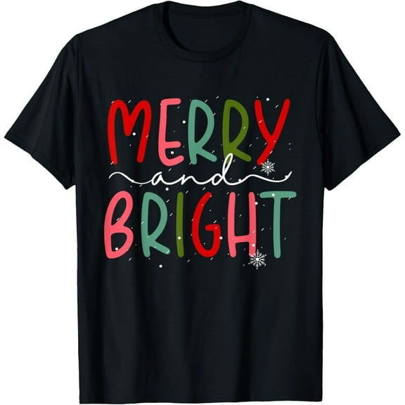 Premium model-Unisex-100% cotton-Merry And Bright Christmas Women Girls Toddlers Cute T-Shirt