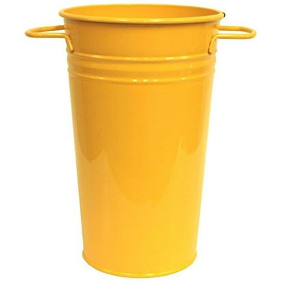 Houston International Trading 8295E SAFF 6.5 in. dia. x 9.5 in. Enameled Galvanized Vase, Saffron