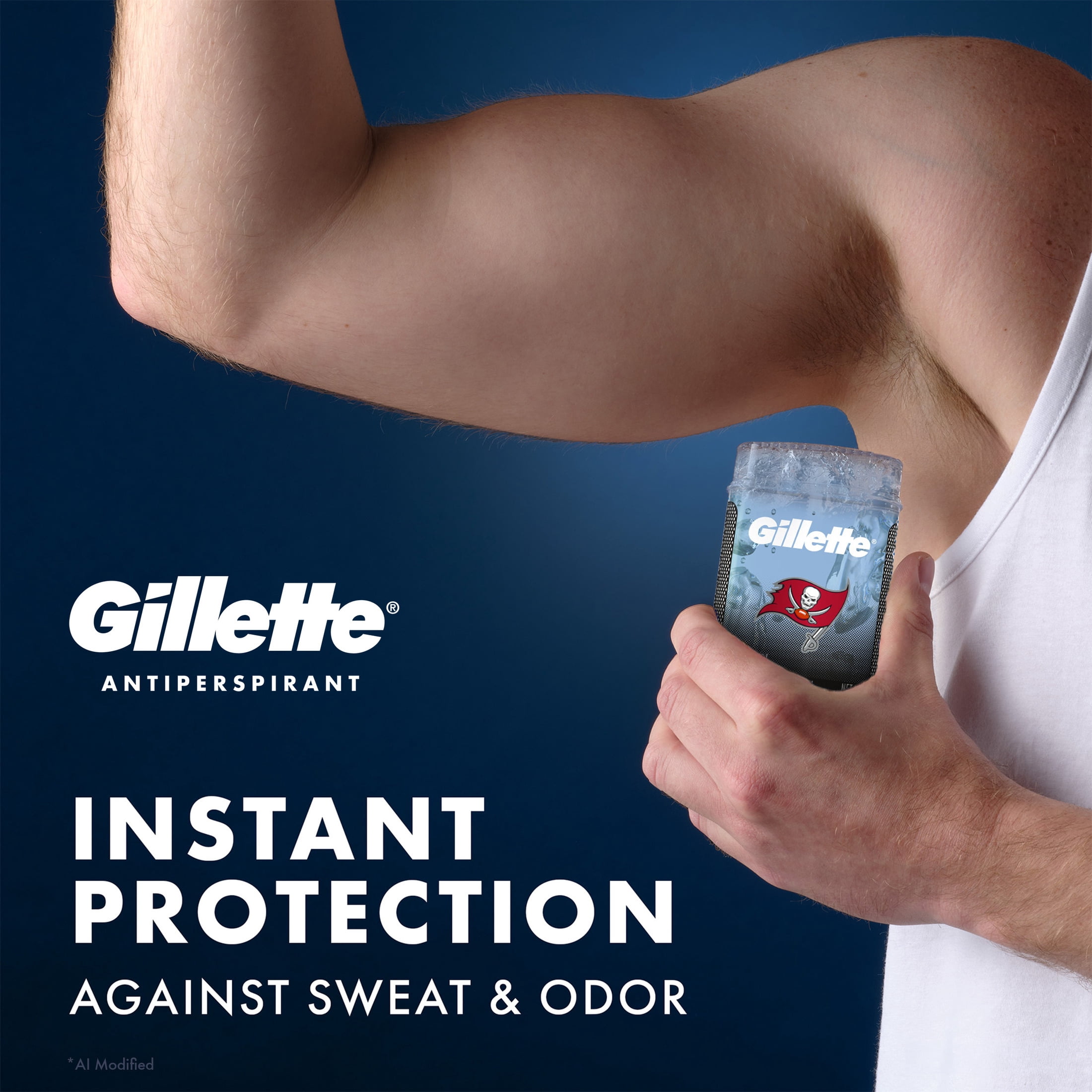 Gillette Tampa Bay Bucs Clear Gel Antiperspirant and Deodorant for Men Fresh Amber Scent 3.8oz