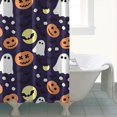thumbnail image 4 of Halloween Ghost & Pumpkin Pattern Shower Curtain 72"x84" ,Bathroom Decorative Shower Curtains Set with 12 Hooks,Modern Waterproof Washable Shower Curtain, 4 of 6