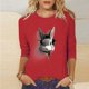 thumbnail image 1 of Xuyuer Ladies' Easter Print Round Neck Three Quarter Sleeve 3/4 Sleeve T-shirt Loose Tops Casual Loose Fit Crewneck T Shirts Tunic Tops, 1 of 5