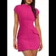 thumbnail image 2 of Vestido de Verano para Mujer, Cuello Alto, Corta, Minivestido de Fiesta, Rosa Roja, XXL, 2 of 8