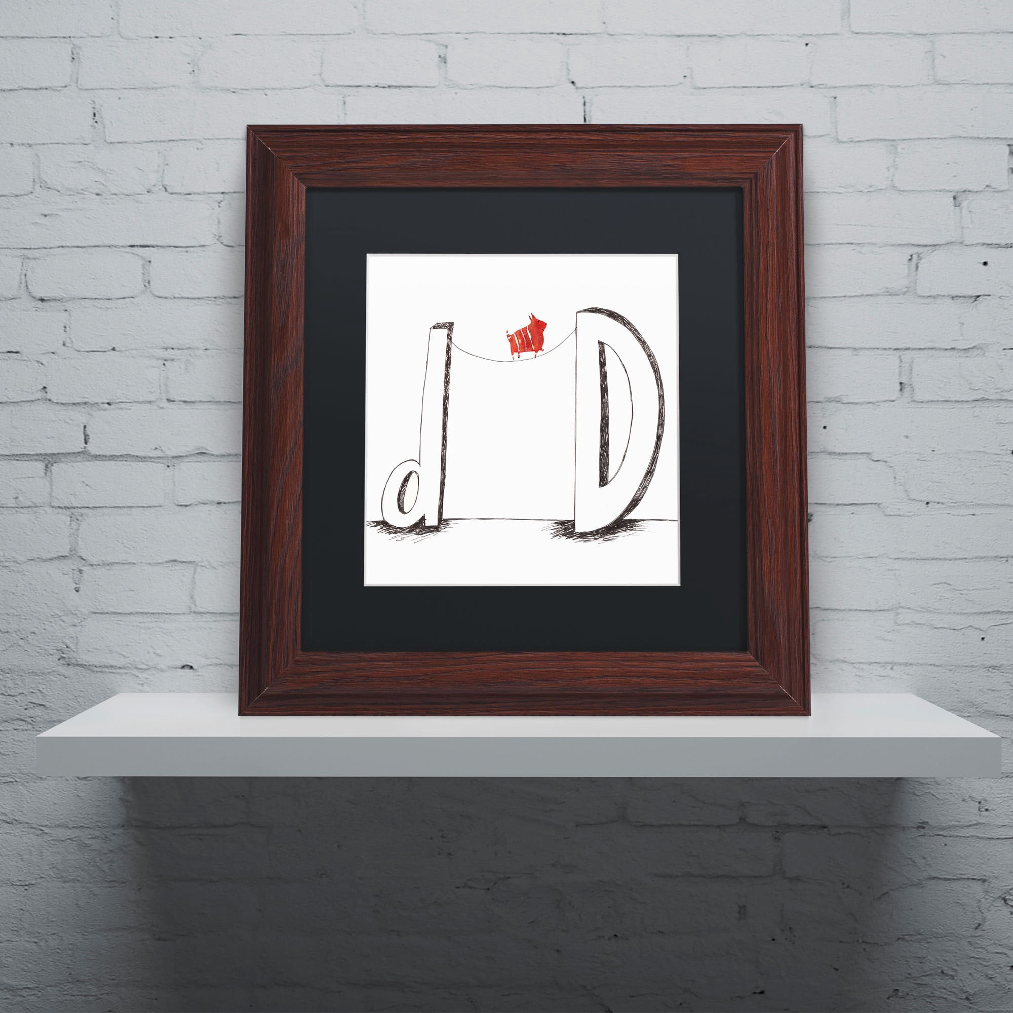 Carla Martell 'D is for Dog' Black Matted Framed Art