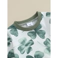 thumbnail image 6 of FEORJGP Toddler Boys Ireland Festival Outfits Infant Long Sleeve Sweatshirts Green Shamrock Print Pullover Crew Neck Tops and Drawstring Long Pants Newborn 2Pcs Loose Casual Clothes Set, 6 of 9