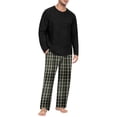 thumbnail image 3 of VV AVEORS Mens Pajama Set Long Sleeve Soft Sleepwear Loungewear Pjs Tops Plaid Pants With Pockets 2 Piece Holiday Sleepwear Green M, 3 of 8