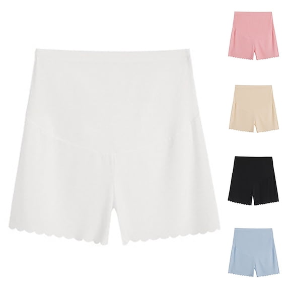 SOFTCCLO Shorts for Women Maternity Summer High Stretch Shorts Breathable Loose Base Layer Solid Womens Shorts Beige L
