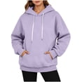 thumbnail image 2 of CBASIHI Womens Oversized Hoodies- Long Sleeve Drop Shoulder Fall Casual Pullover Sweatshirts Purple Size S, 2 of 6
