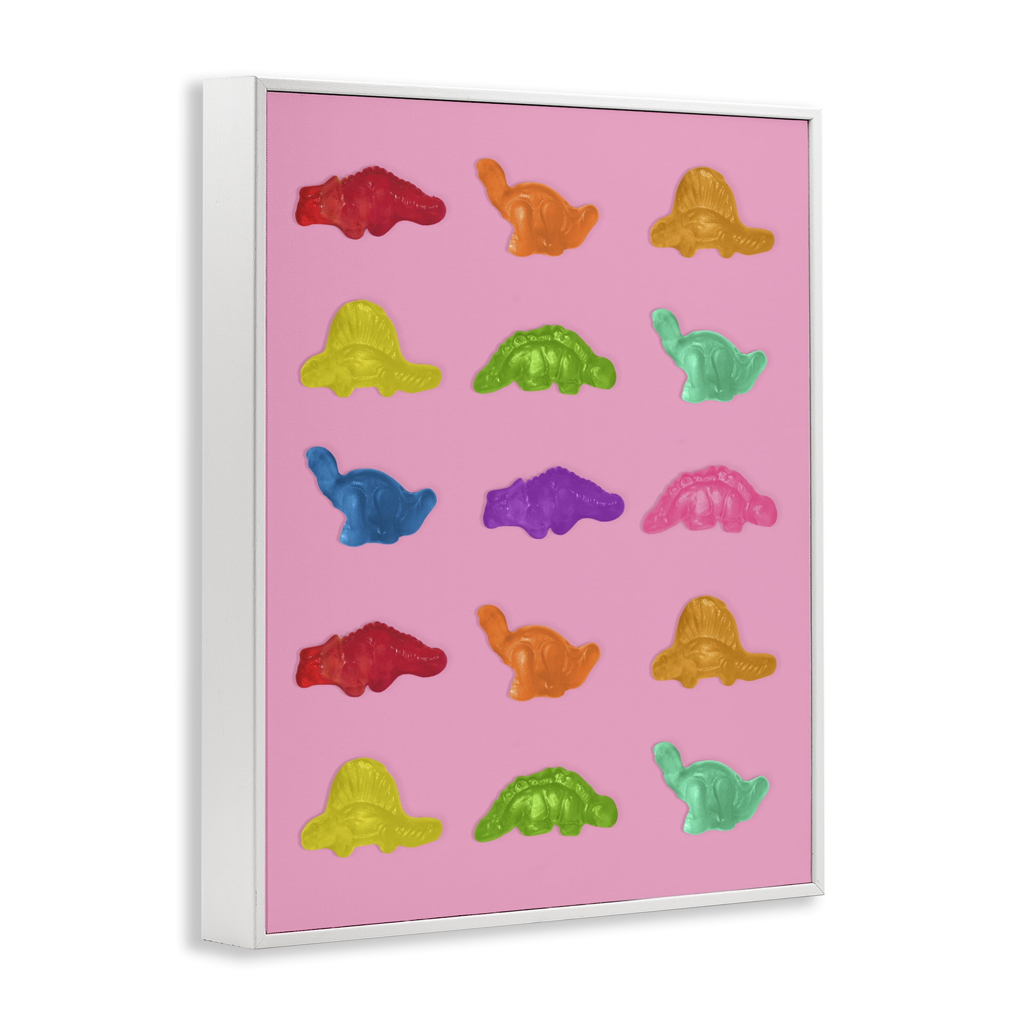 Stupell Industries Dinosaur Candies on Pink White Framed Giclee Art, design by LISH Creative
