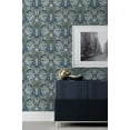 thumbnail image 3 of NextWall  Bird Ogee Peel and Stick Wallpaper 20.5 in. W x 18 ft. L - Navy & Fern Green, 3 of 8