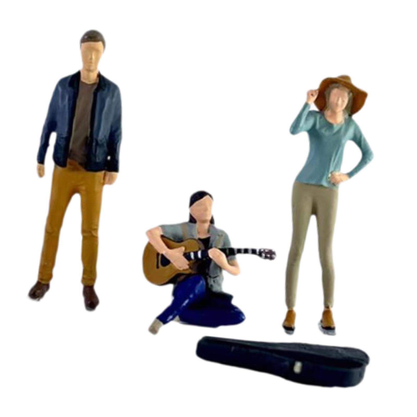 LeeQinersw 3 Pieces 1/64 People Figures Collectibles DIY Crafts Miniature Diorama Guitarist Blue