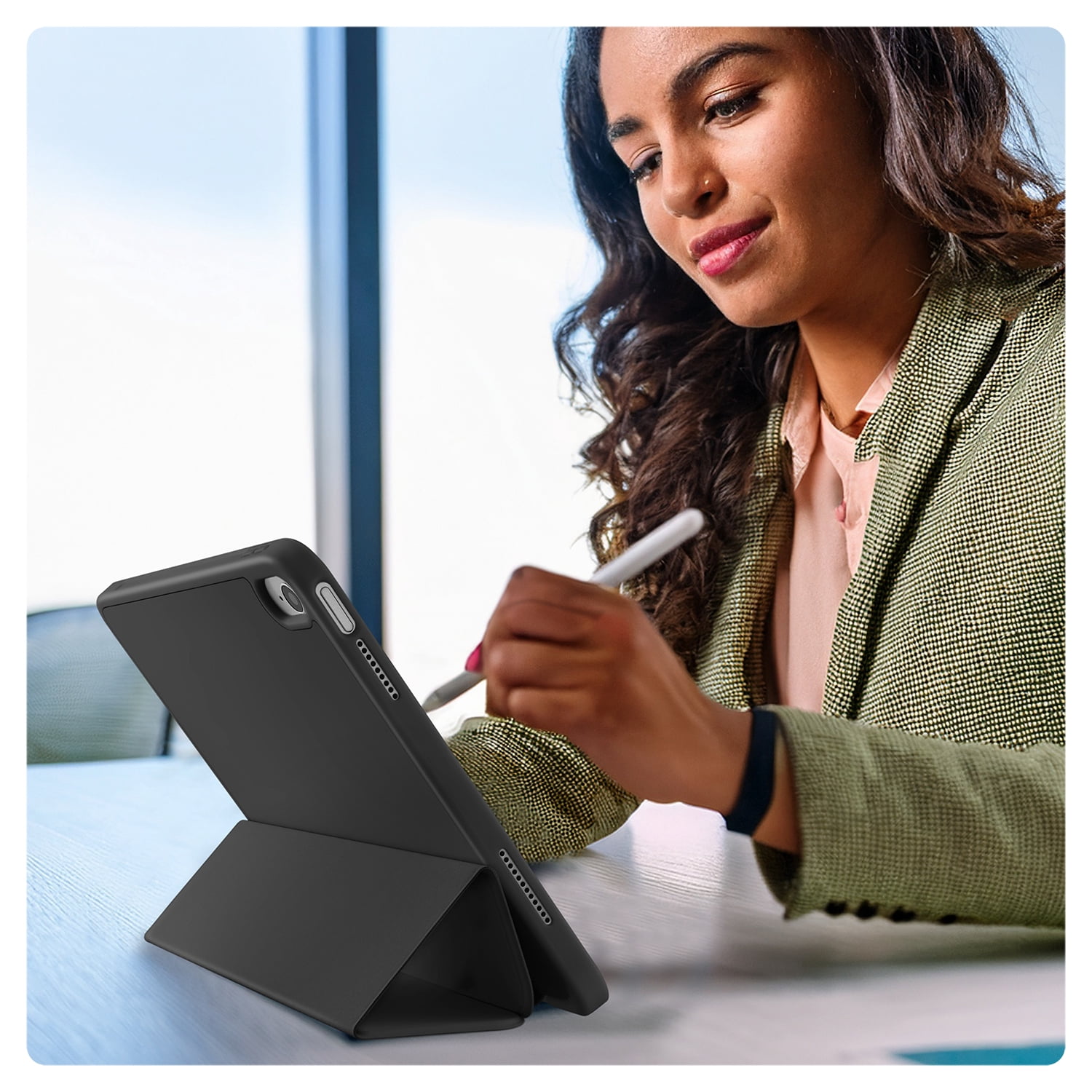Vena For Apple iPad A16 Case, iPad 10th Generation Case Trifold Stand, iPad 11th Generation Case Pencil Holder, Slim Stand Protective Cover, Black