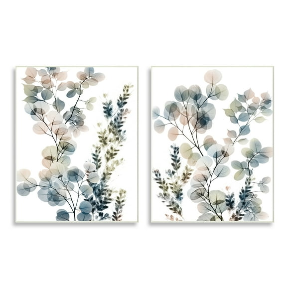 Stupell Industries Collage of Translucent Plants Blue Green Beige,2pc, each 10 x 15,Designed by Albert Koetsier