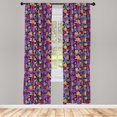 thumbnail image 4 of Ambesonne Tropical Window Curtains, Monsteras Palm Leaf Pastel, Each 28" W x 63" L, Dark Magenta and Apricot, 4 of 4