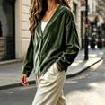 thumbnail image 4 of Ixbnca Velvet Cardigan for Women Loose Solid Color Long Sleeve Tops Casual Button Down V-Neck Winter Outerwear, 4 of 7