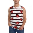 thumbnail image 2 of Lsque Ladybugs on Black and White Striped1 Print Men's Cotton Blend Sleeveless Muscle Shirts (S-3XL)- Moisture Wicking, Odor Protection, UPF 30+,XX-Large, 2 of 8