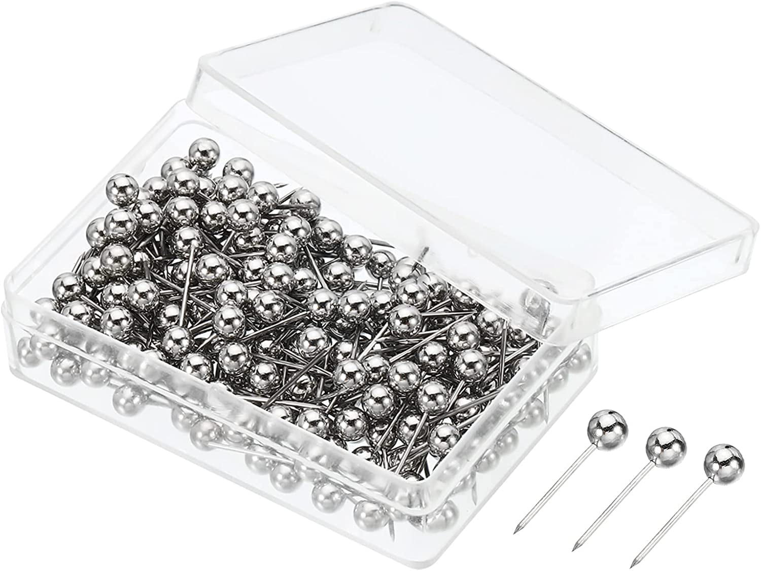 Push Pins, 200 Pack Round Head Map Tacks Thumb Steel Point for World
