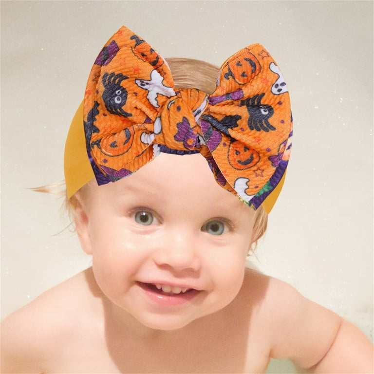 Aunavey Halloween Headbands For Baby Girls Boys Pumpkin Bow