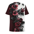 thumbnail image 5 of Women Tops under $5! Cagogo Women Plus Size T Shirts Summer Trendy V Neck Short Sleeve Floral/Gradient Color/Strped Tunic Tops Dressy Loose Criss Cross Fashion Tee Shirts Outfits, 5 of 6