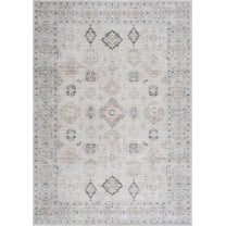 BoutiqueRugs Beckett Boho Vintage Area Rug - Traditional Damask Floral Carpet for Living Room, Bedroom - Machine Washable - Beige, Brick Red, Navy - 7'6" x 9'6" (8x10)
