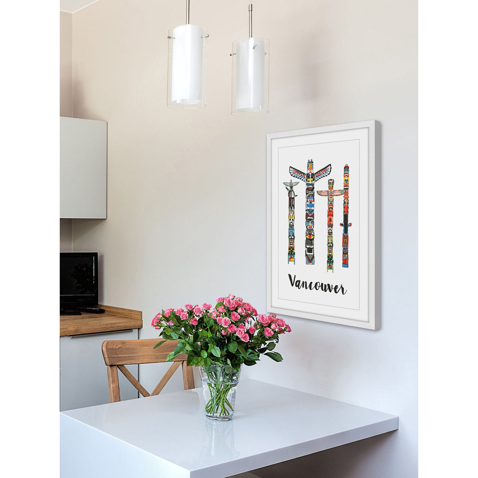 Marmont Hill "Vancouver Totems" By Molly Rosner Framed Painting Art Print, 16.0" x 1.5"
