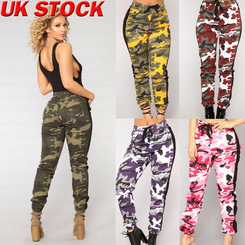 Women Jeans Camo Cargo Floral Stretchy 