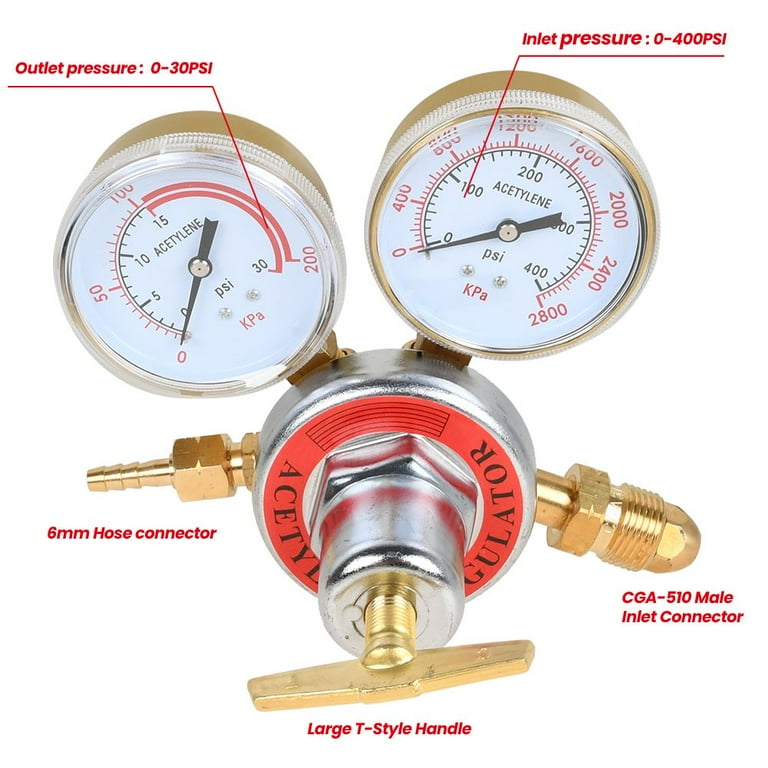 Shark 12441 Acetylene Gauge – 1.5 Inch, 0-4000 PSI, 1/8” NPT, For Welding & Gas Systems