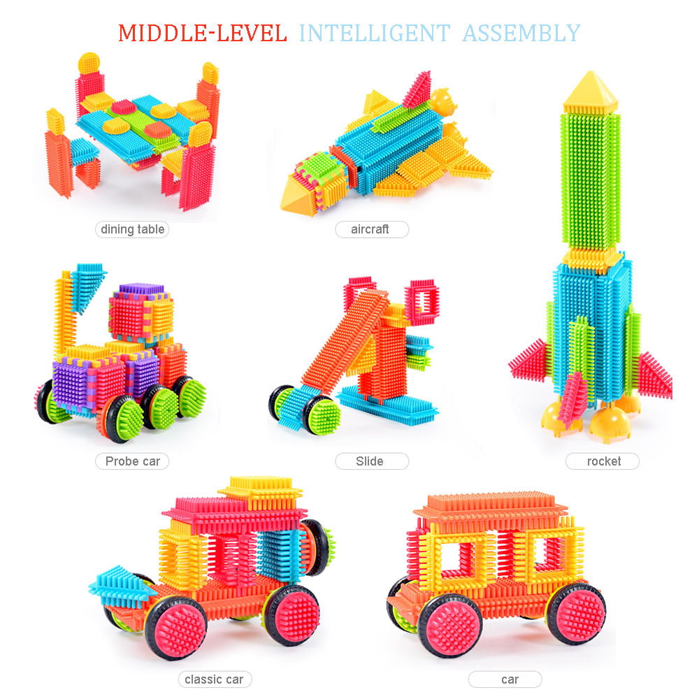 150PCS Bristle Shape 3D Building Blocks Tiles Construction Playboards Toys 