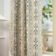 PixelForge Floral Curtain for Living Room, Linen Curtain with Leaf Pattern, Farmhouse Light Filtering Rod Pocket, 1 Panel, 59 x 86 Inches