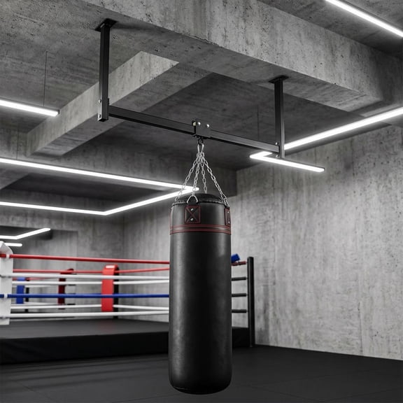 Heavy Bag Hanger Wall Ceiling Mount, 44" Rail Adjustable Sliding Roller System for Punching Bags Up to 300 LBS, Space-Saving Track for Home Gym(No Bag)