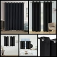 thumbnail image 2 of 2 Pieces black window curtain thermal panels blackout with grommets silky soft texture unlined heavy thick for any room decor K30, 2 of 4